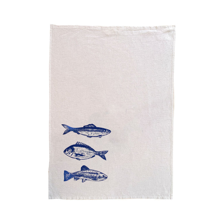 FISCHE Küchentuch Halbleinen, ca. 47 x 70 cm, Handsiebdruck