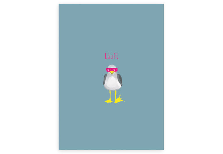 Möwe läuft | Postkarte | Humor | Motivation | Pappkarte