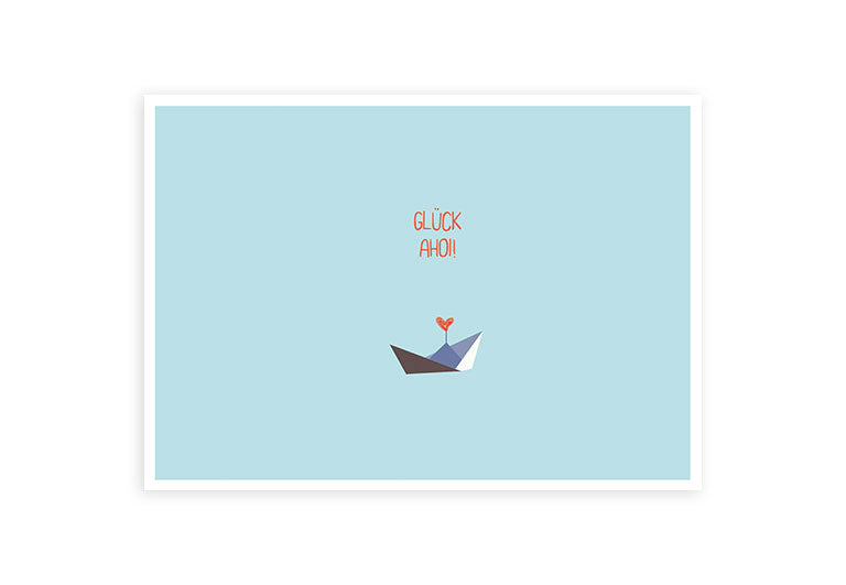 Glück Ahoi Schiffchen | Postkarte