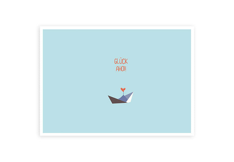 Glück Ahoi Schiffchen | Postkarte