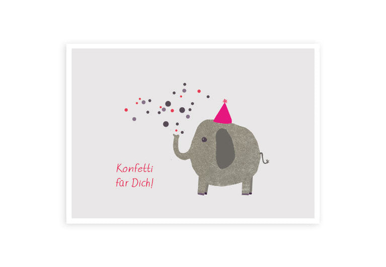 Elefant Konfetti | Postkarte | Geburtstag