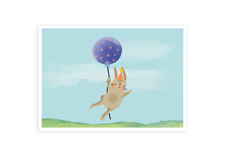 Hase Ballon | Postkarte | Geburtstag