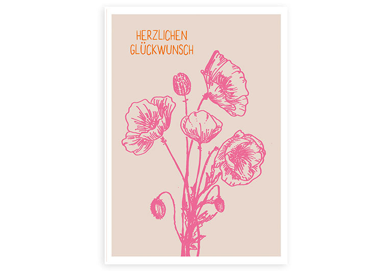 Mohn Glückwunsch | Postkarte | Geburtstag