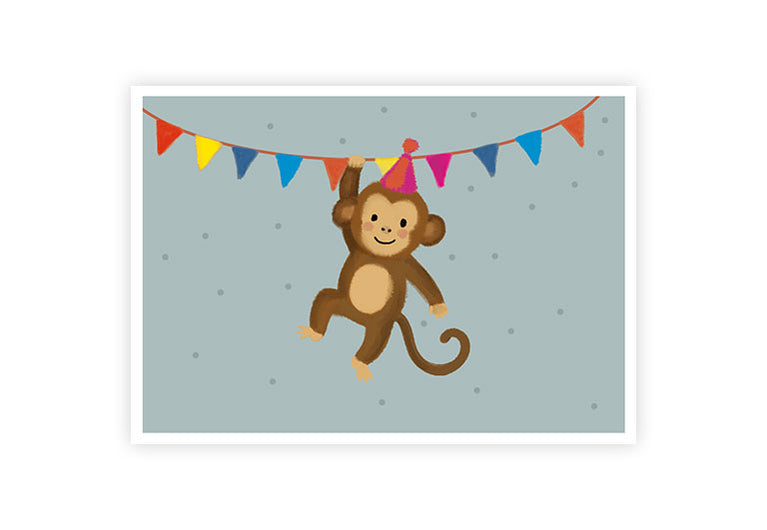 Affe Girlande | Postkarte | Geburtstag
