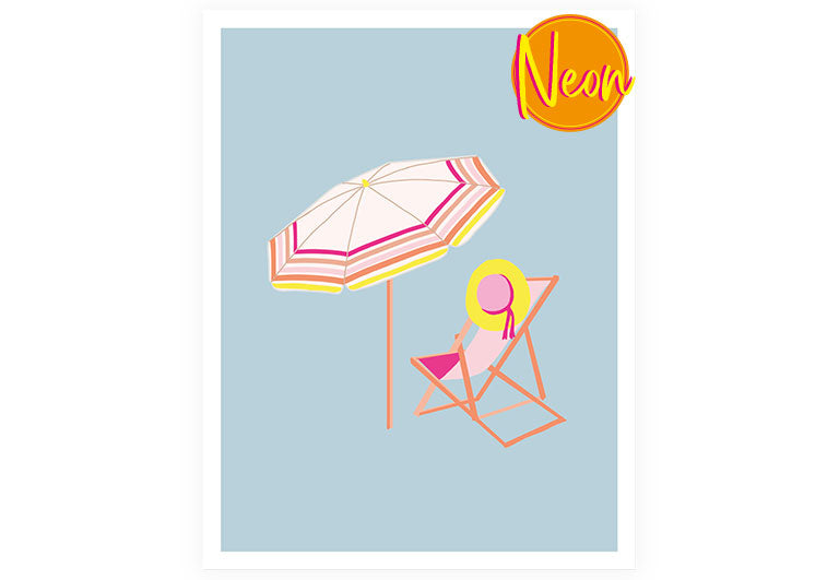 Liegestuhl | AuriCard | Neon Postkarte