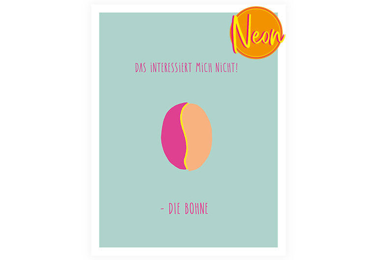 Bohne | AuriCard | Neon Postkarte