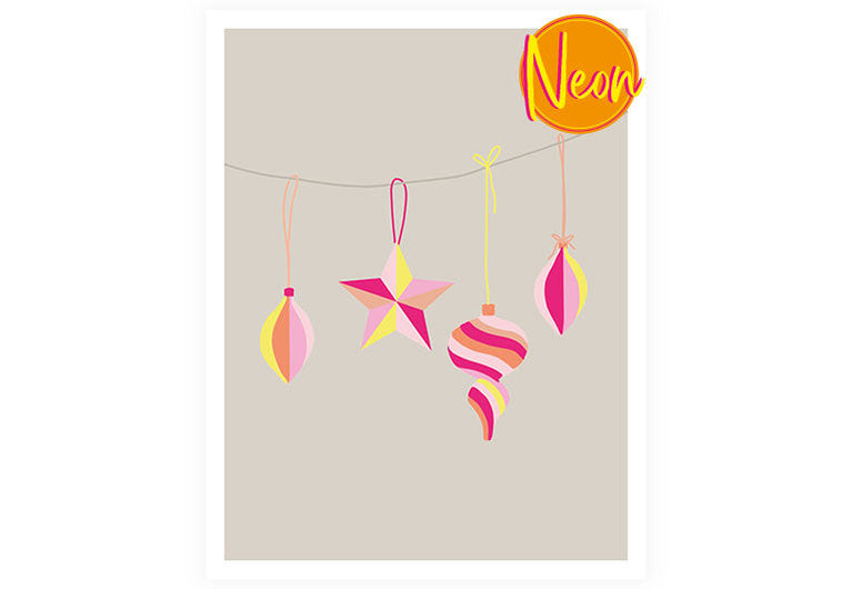 X Christbaumkugeln | AuriCard | Weihnachten | Neon Postkarte