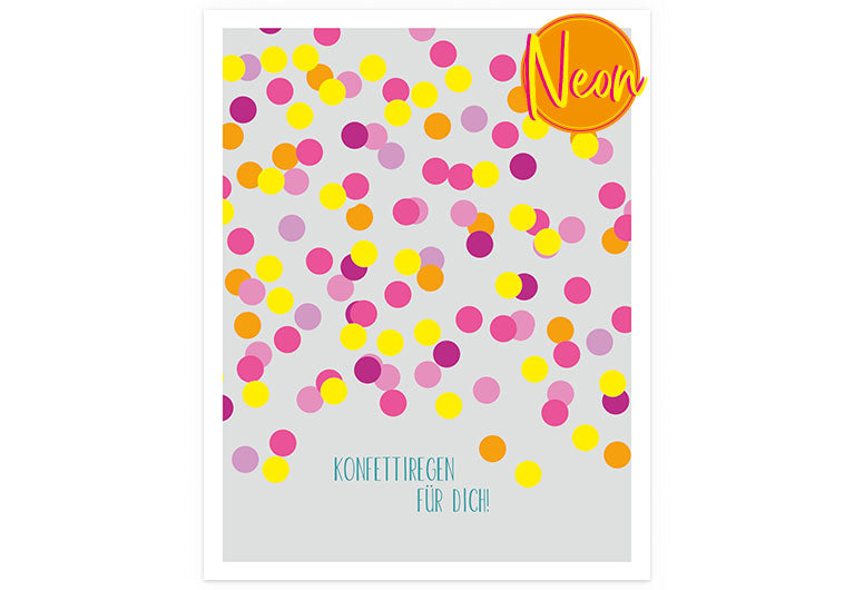 Konfetti | AuriCard | Neon Postkarte
