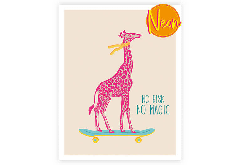 Giraffe no risk | AuriCard | Neon Postkarte | Humor