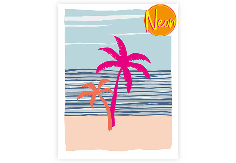 Palmen | AuriCard | Neon Postkarte | Geburtstag | Motivation