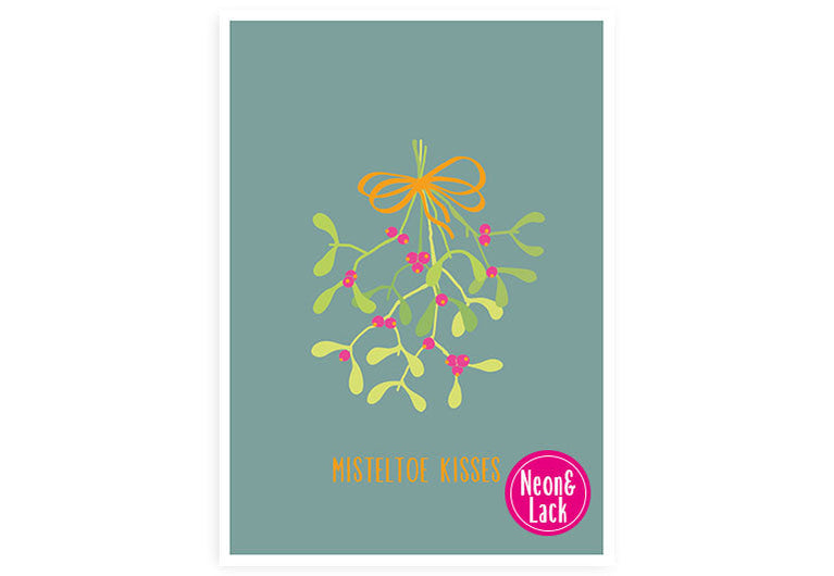 X Mistelzweig | Neon Postkarte Weihnachten