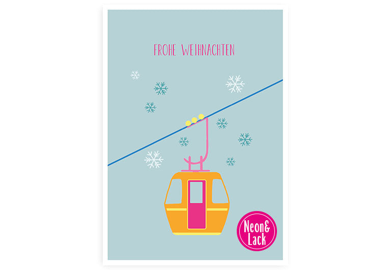 Gondel | Neon Postkarte Weihnachten