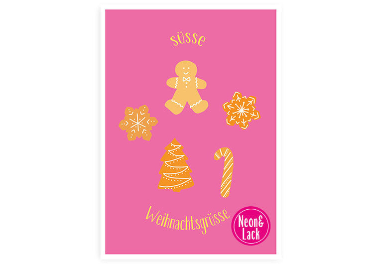 X Lebkuchen | Neon Postkarte Weihnachten