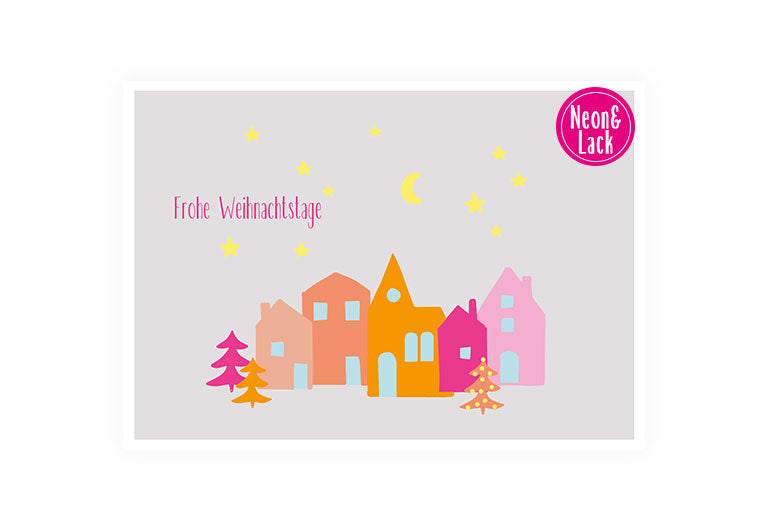 X Stadt | Neon Postkarte Weihnachten