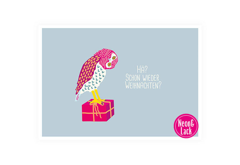X Eule | Neon Postkarte Weihnachten