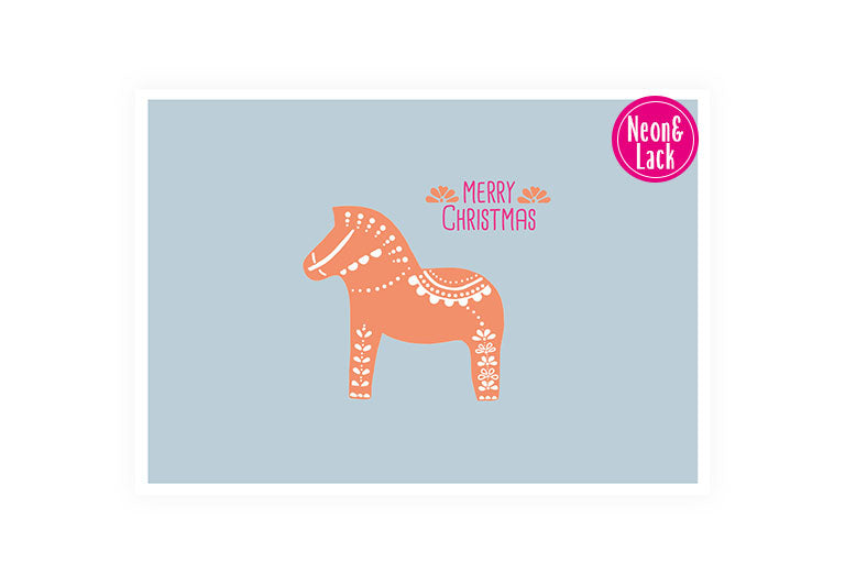 X Dala Pferd | Neon Postkarte Weihnachten
