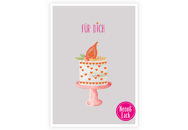 Für Dich Torte | Neon Postkarte