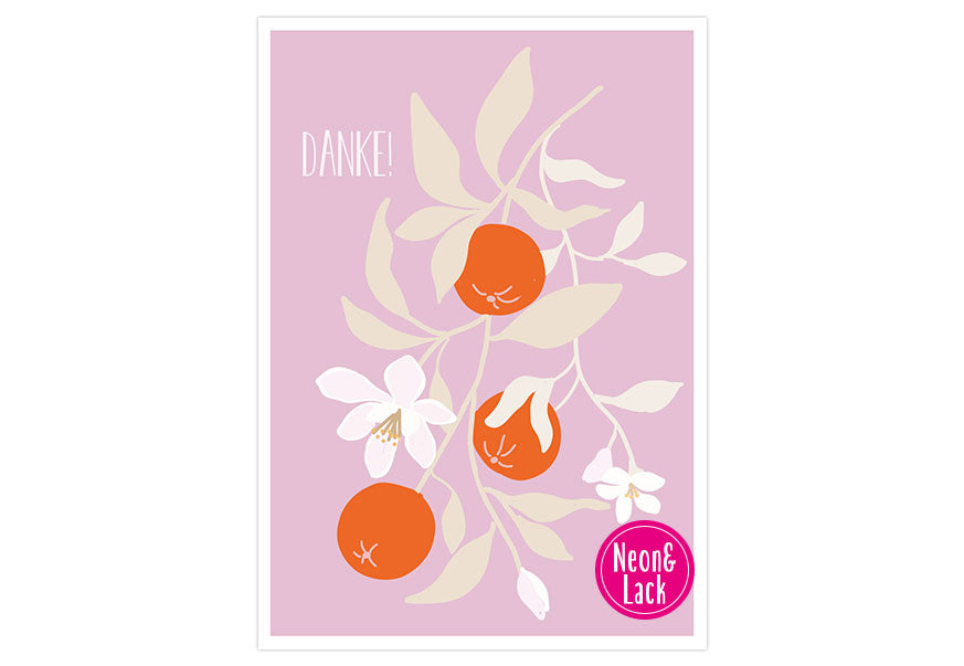 Danke Orangen | Neon Postkarte