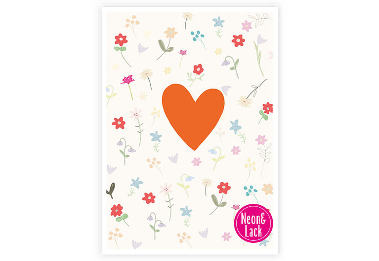 Kleiner Gruss Herz | Neon Postkarte