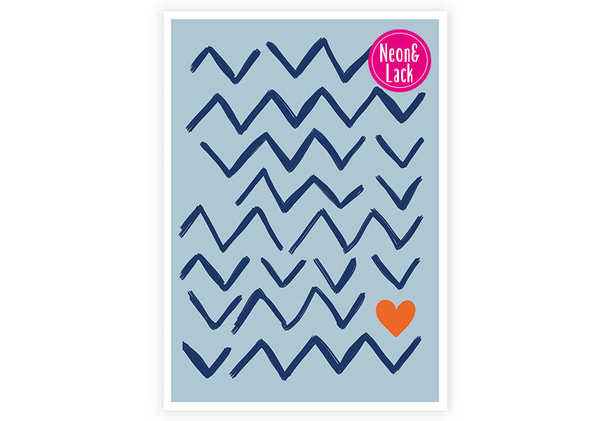 Zickzack Herz | Neon Postkarte