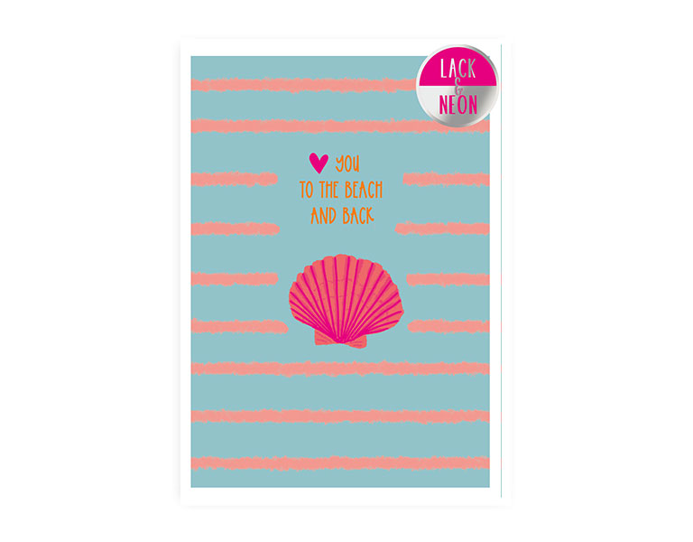 Muschel Beach an back | Neon Postkarte