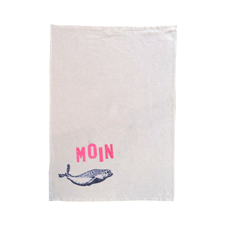 MOIN Robbe Küchentuch Halbleinen, ca. 47 x 70 cm, Handsiebdruck