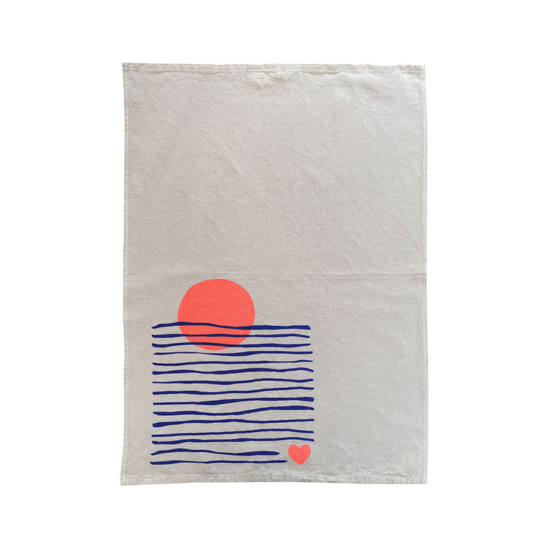 OCEAN Küchentuch Halbleinen, ca. 47 x 70 cm, Handsiebdruck
